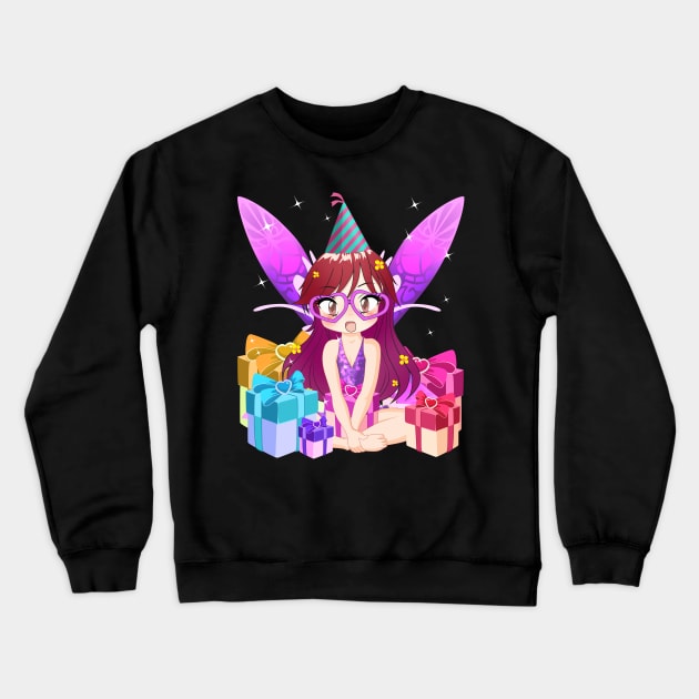 Cute Magical Fairy With Party Hat Birthday Crewneck Sweatshirt by TheBeardComic